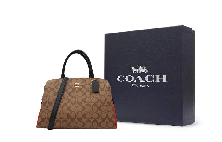 

COACH Женская большая поясная сумка из ПВХ цвета хаки с цветными блоками