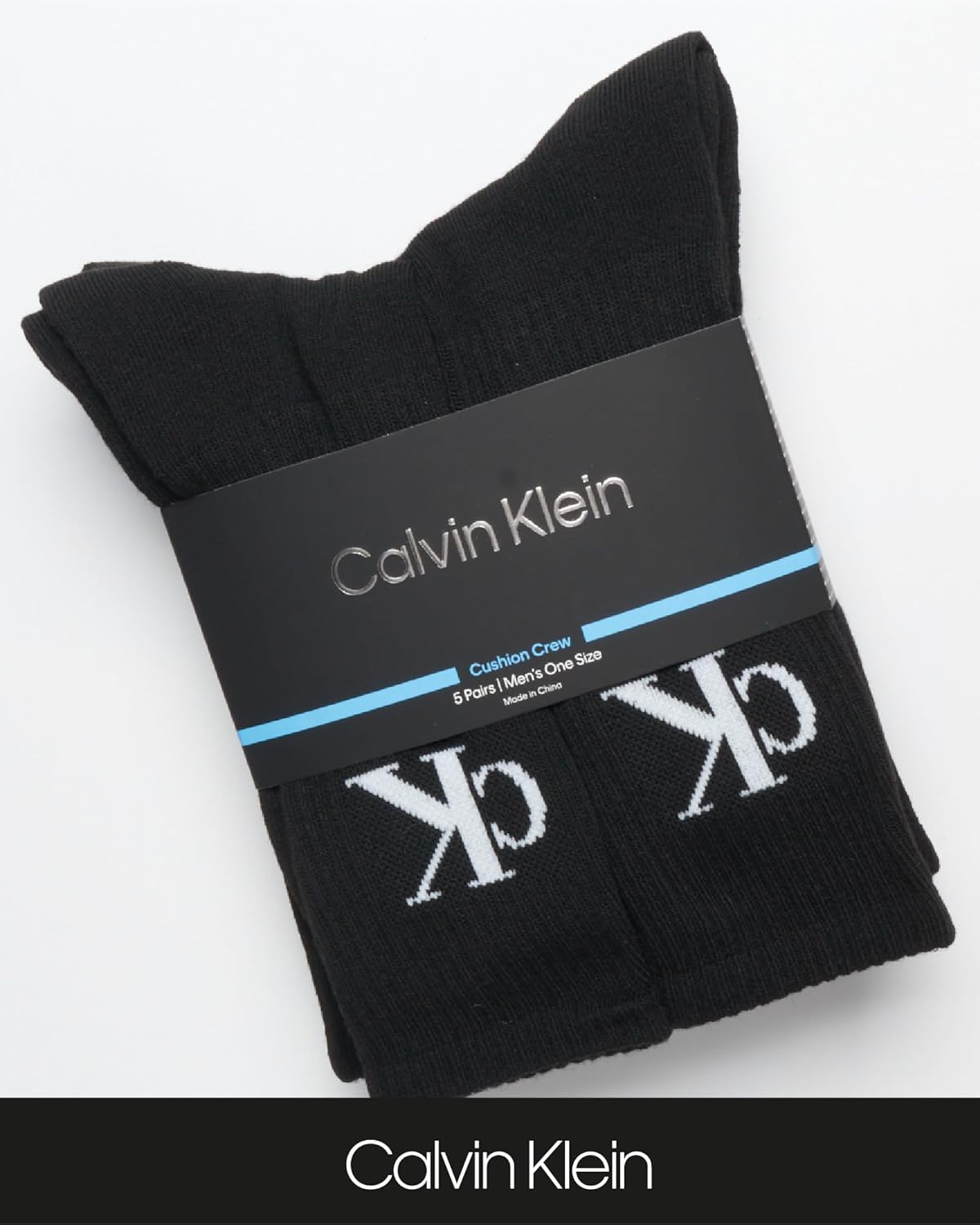 Мужские носки Calvin Klein Crew Socks - 5 пар спортивных носков до середины голени для мужчин (7-12), Black Light Grey Logo — фото 2