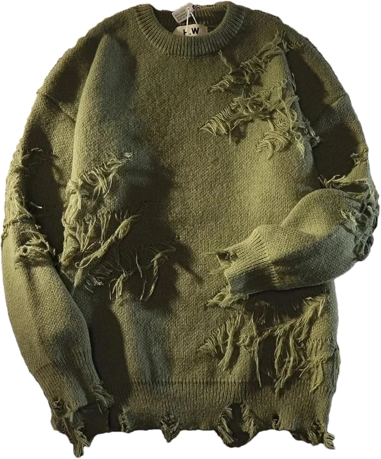 

ZMIN осенний свитер для мужчин в стиле стритвир с дырочками и бахромой