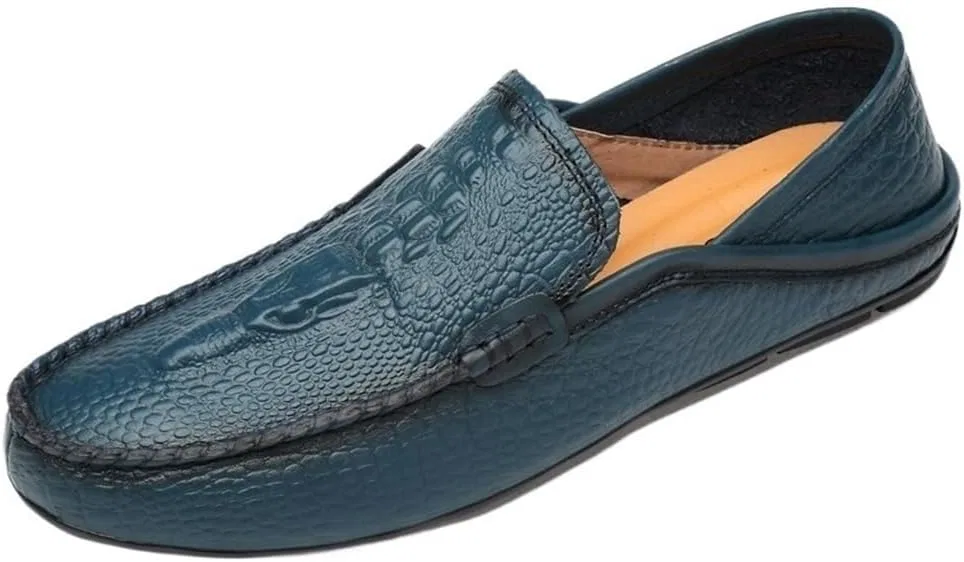 Лоферы с крокодиловой текстурой, Loafers, Blue DHFIRUFSHLO