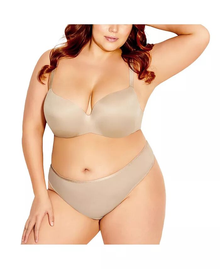 

Бюстгальтер Bodycon Contour размера Plus CITY CHIC, коричневый/бежевый