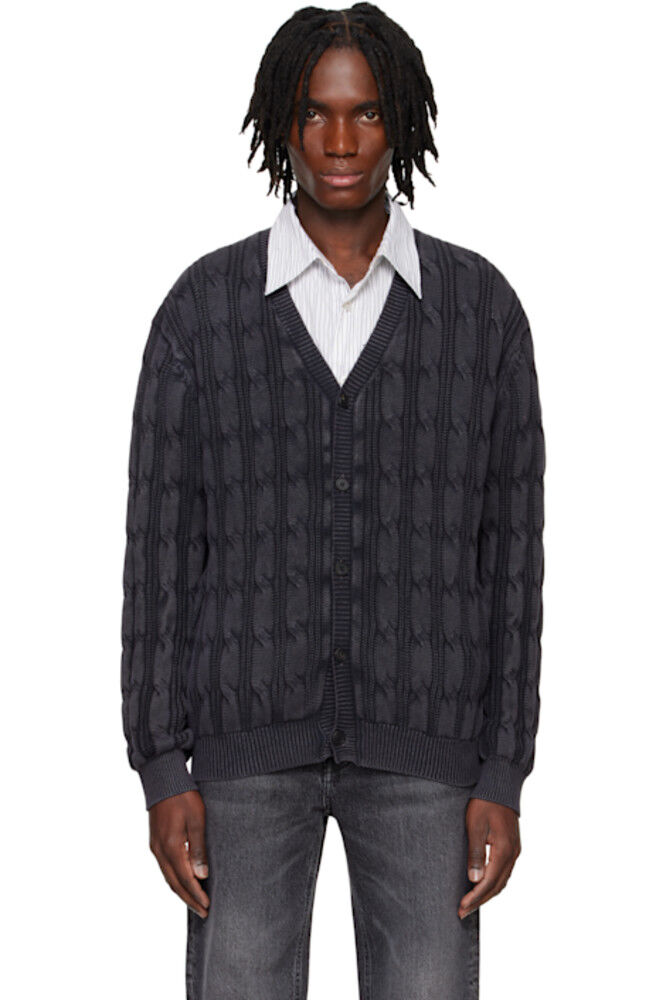 

Серый стираный кардиган с V-образным вырезом Solid Homme