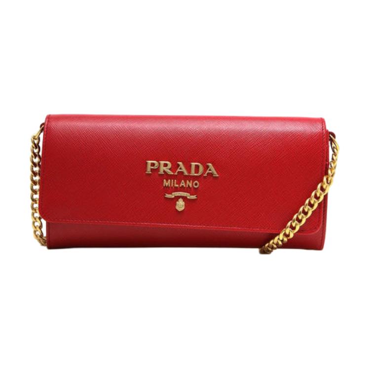 

Кожаный кошелёк женский красный PRADA