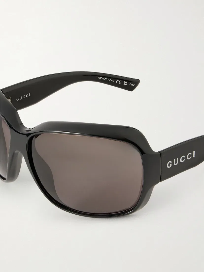 Овальные солнцезащитные очки из ацетата в форме «кошачий глаз» Gucci Eyewear, черный — фото 4