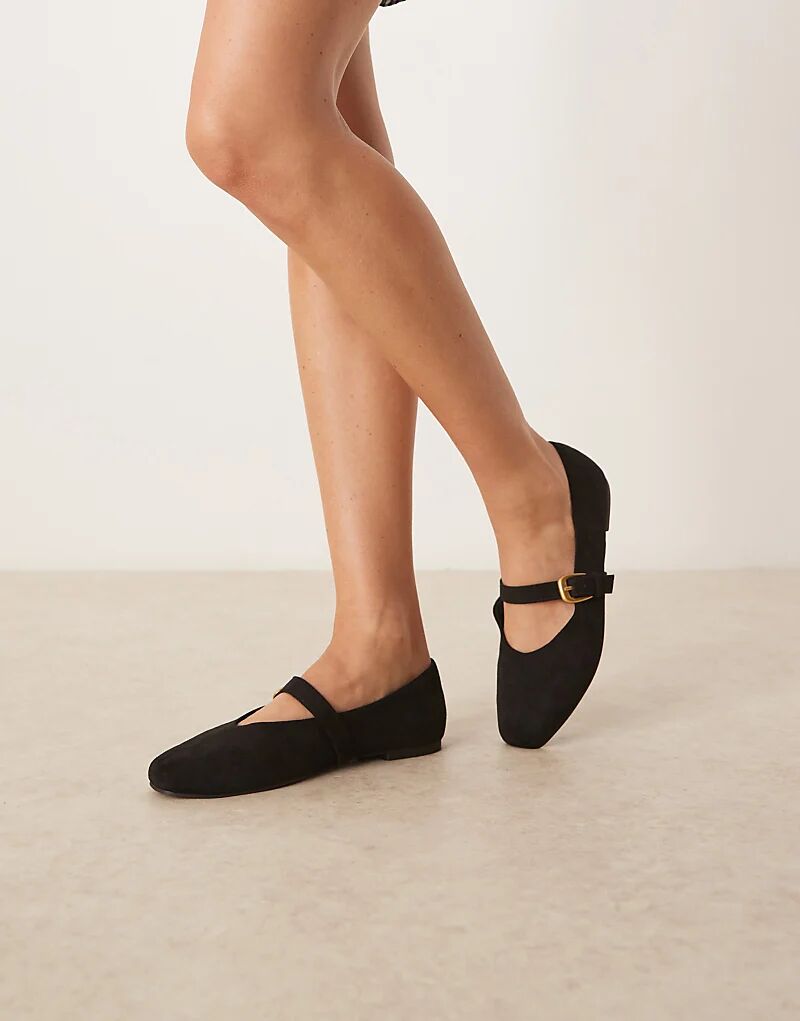Балетки Leah Mary Jane от ASOS DESIGN из черной замши