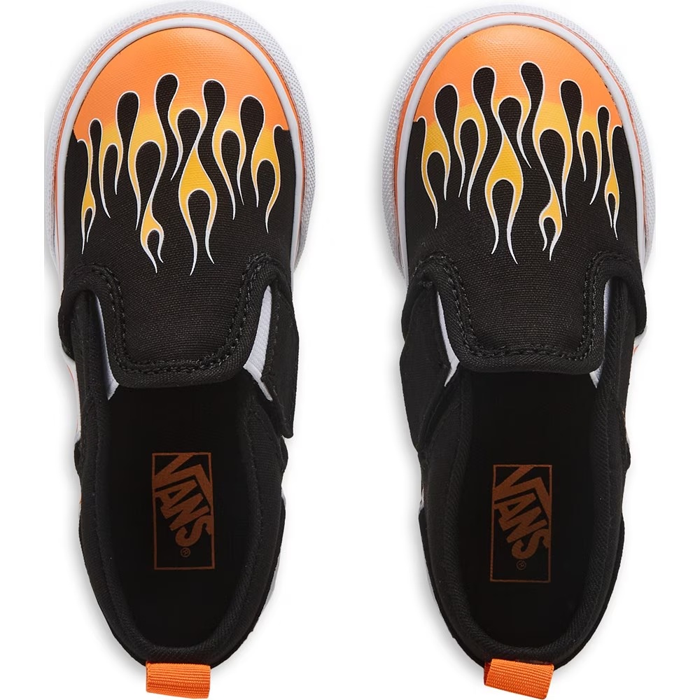 Детские кроссовки-слипоны Vans asher для малышей, black/flame — фото 4