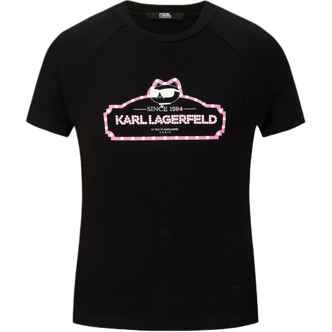 

KARL LAGERFELD Повседневная универсальная футболка с логотипом, мультяшным принтом и буквами, круглый вырез, короткий рукав, женская черная KARL LAGERFELD / Karl Lagerfeld Jeans