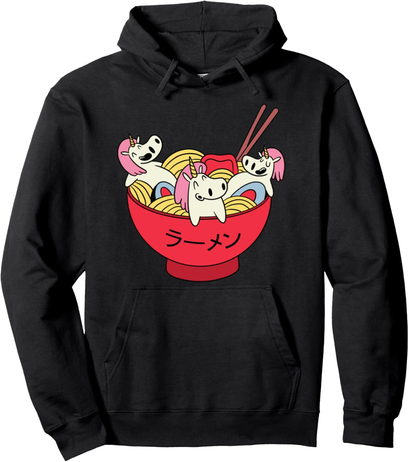 

Милый единорог, поедающий рамен. Забавная японская толстовка Ramen Japanese Unicorn Souvenir, черный