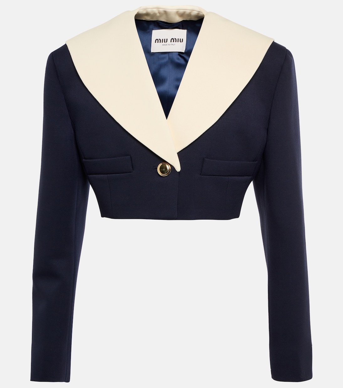 

Укороченная шерстяная куртка Miu Miu, Blu