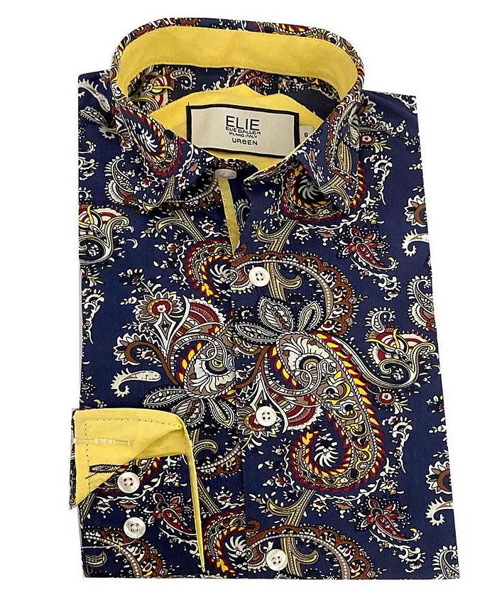 

Голубая рубашка в пайетках для мальчиков, модель Slim Fit Elie Balleh, синий