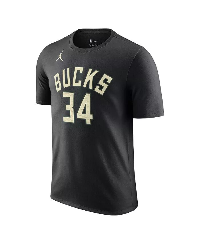 Мужская черная футболка с именем и номером Янниса Адетокунбо Milwaukee Bucks 2022/23 Statement Edition Jordan — фото 3