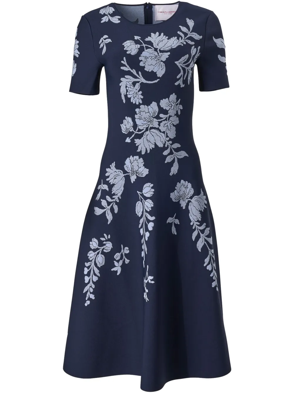 

Жаккардовое платье с цветочным узором Carolina Herrera, синий