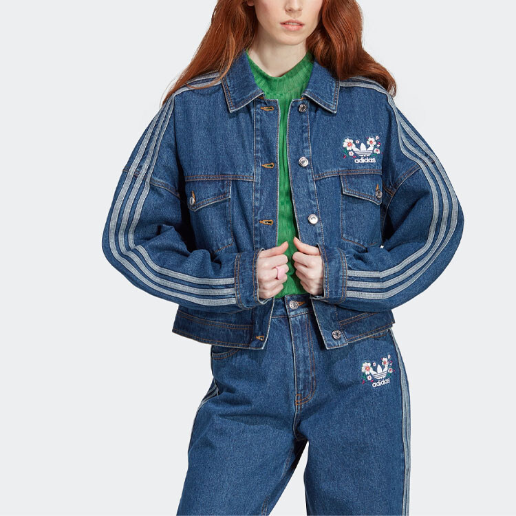 Джинсовая куртка Adidas Originals с вышитым логотипом, цвет Indigo — фото 2