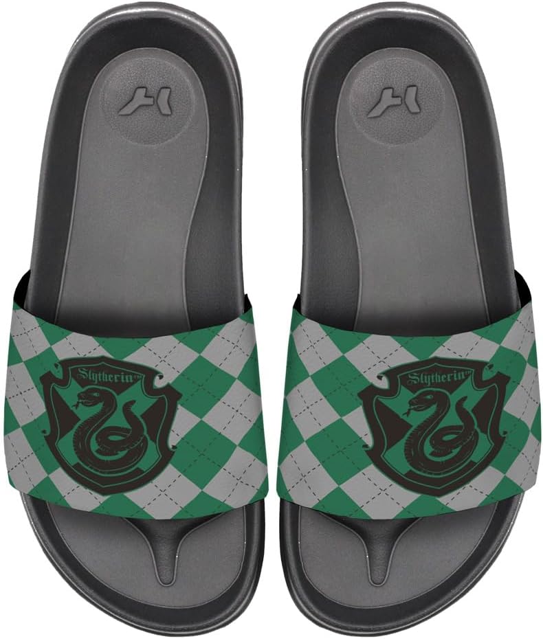 

Сандалии унисекс Harry Potter с клеткой факультетов Хогвартса, регулируемые шлепанцы с липучкой, коллекция Popfunk, Slytherin Plaid