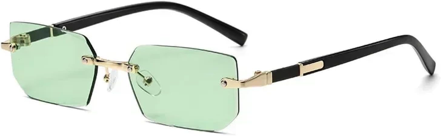 

Солнцезащитные очки с защитой от УФ-излучения UV400 | Без оправы, маленький размер | Для женщин и мужчин, для занятий спортом на открытом воздухе и вождения DSVIGF, Gold Green