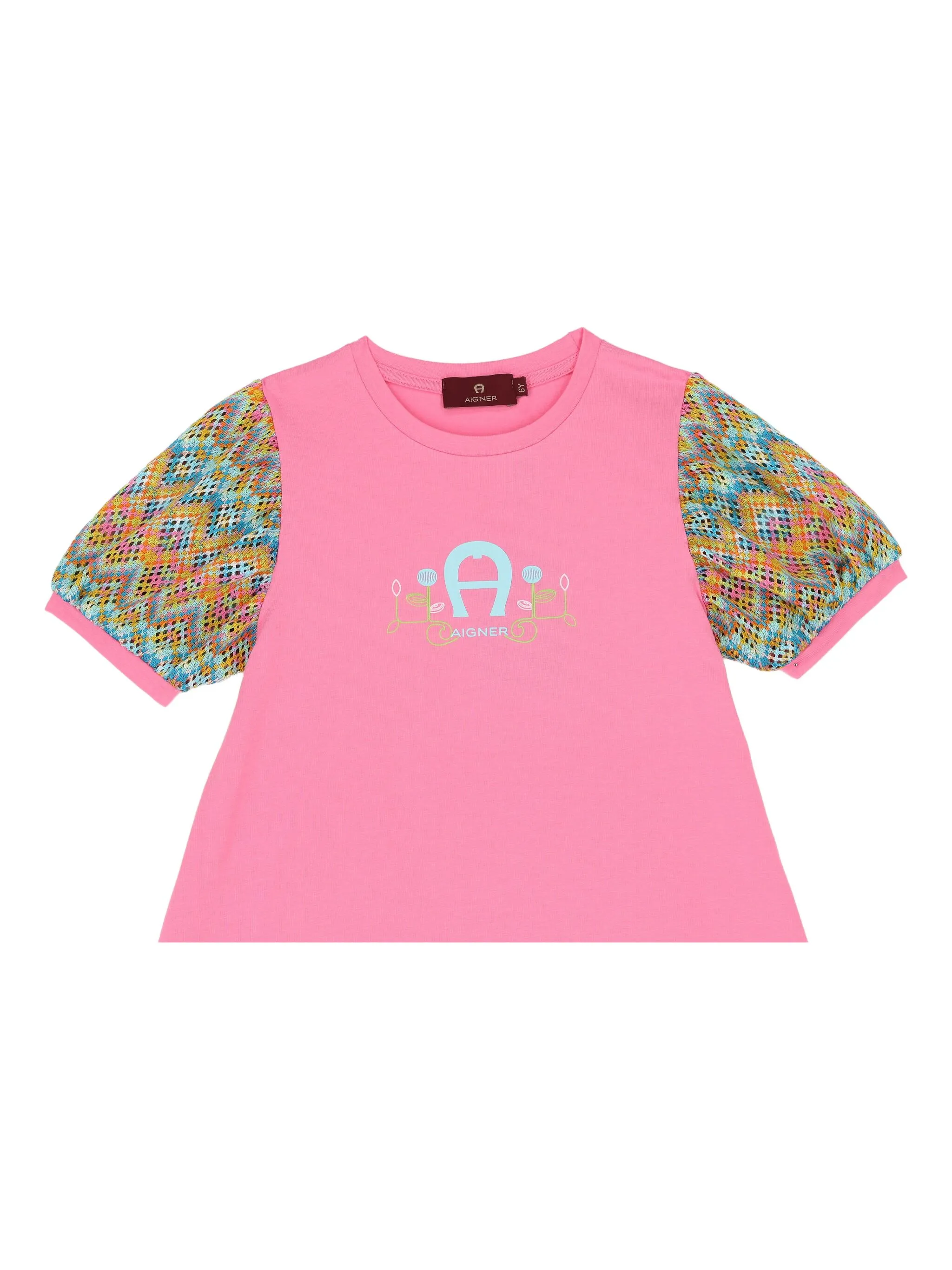 Платье-футболка с графичным принтом Aigner Kids, розовый — фото 3