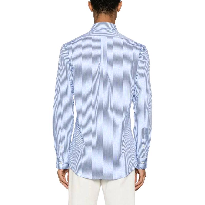 Поло Ralph Lauren, Светло-голубая полосатая эластичная поплиновая рубашка All Fit — фото 4