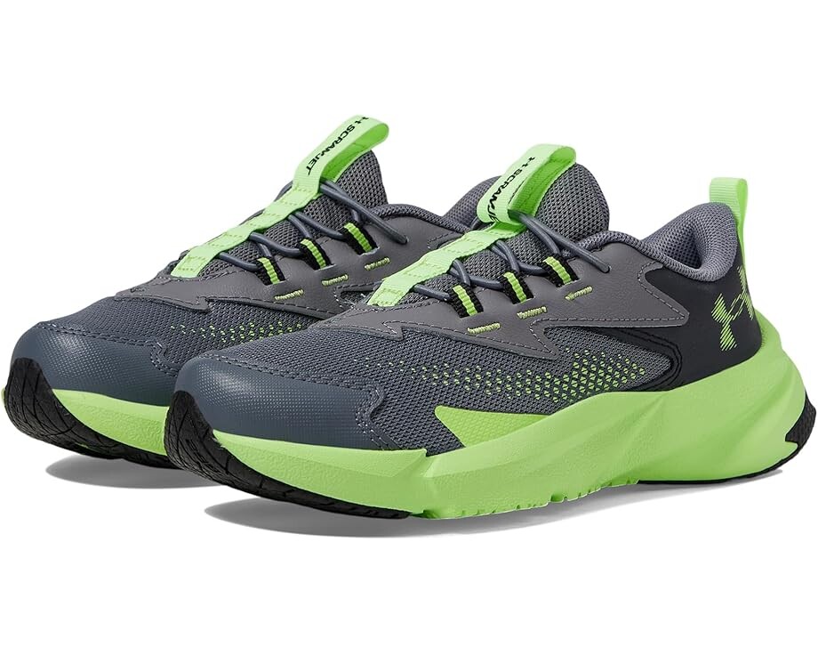 

Кроссовки Under Armour Kids Pre School Scramjet 6 Alternate Lace, цвет Titan Gray/Black/Morph Green