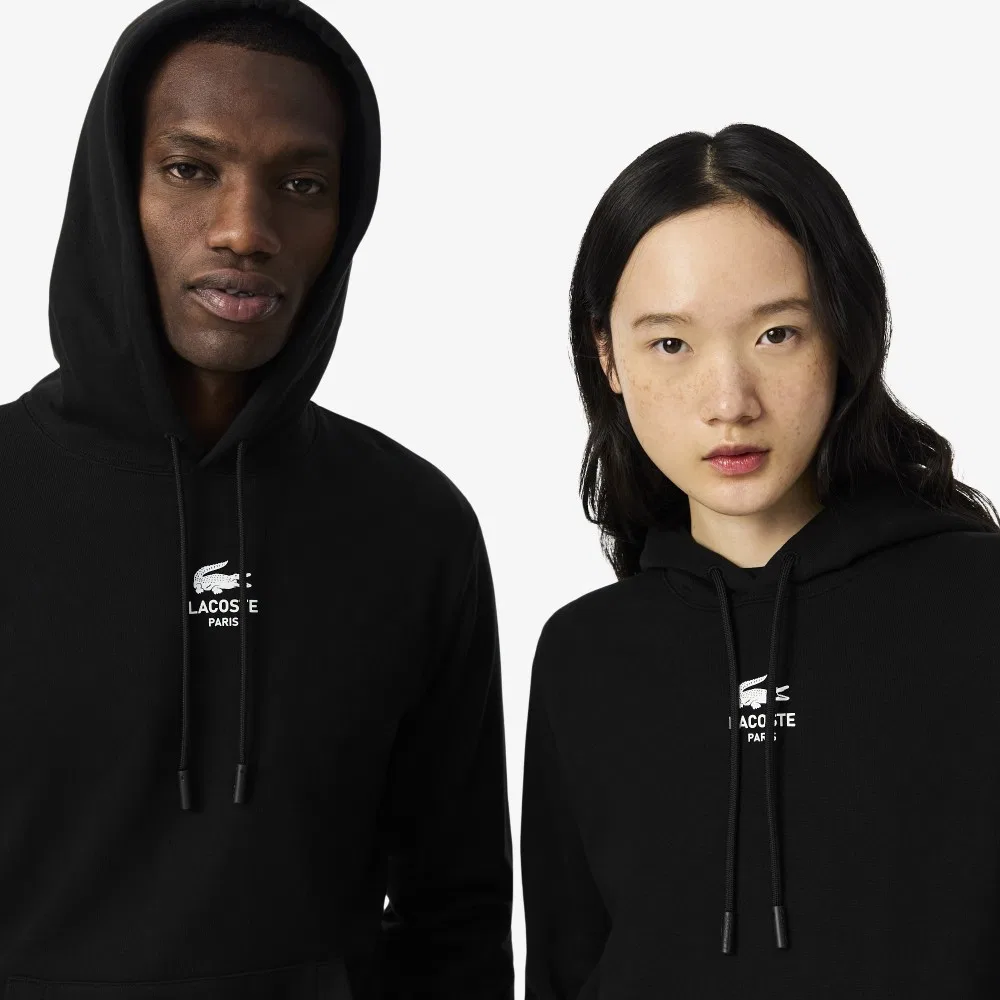 Мужское худи с мягким брендингом, чёрное, от Lacoste — фото 2