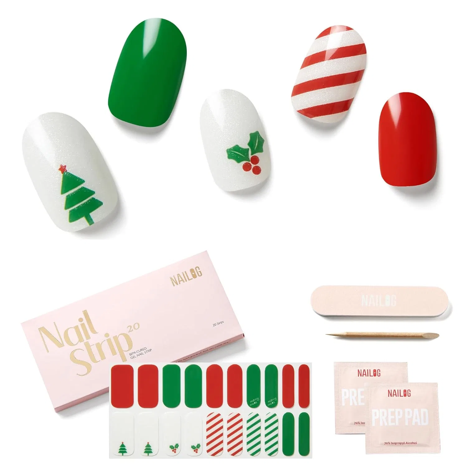 Набор рождественских УФ-пленок для ногтей NAILOG, 20 шт. Nailog, Festive Fir