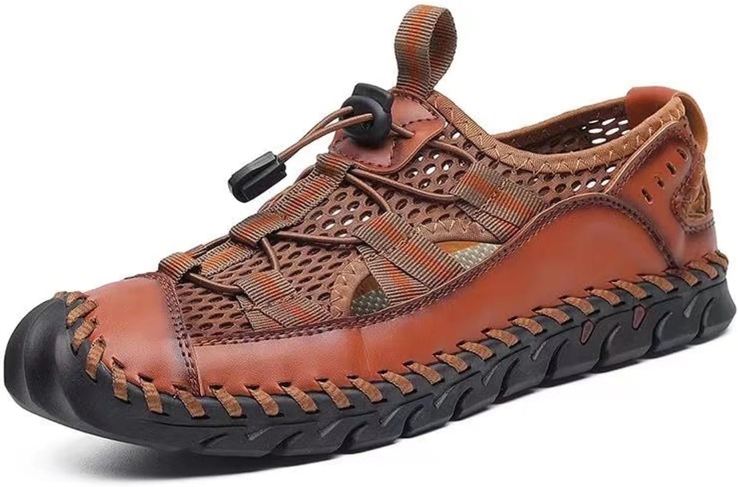 

Мужские спортивные сандалии для активного отдыха, треккинга, с закрытым носком, кожаные, для прогулок по тропам, повседневные сандалии Abborora, коричневый