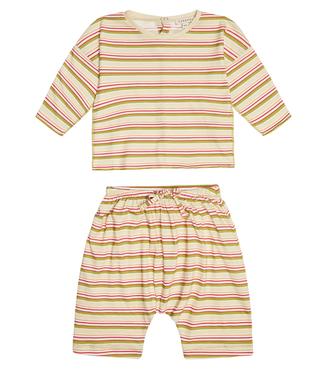 

Комплект из хлопковой футболки и шорт в полоску Baby Anthurium Caramel, Multi Stripe