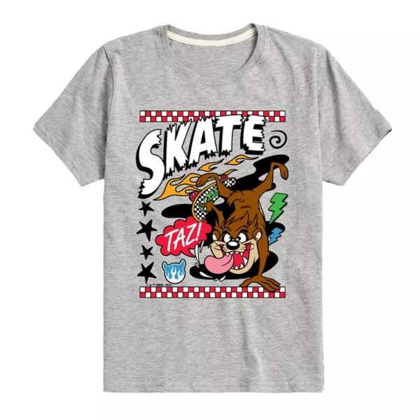 

Футболка с рисунком скейта Taz из Looney Tunes для мальчиков 8-20 лет Licensed Character, серый