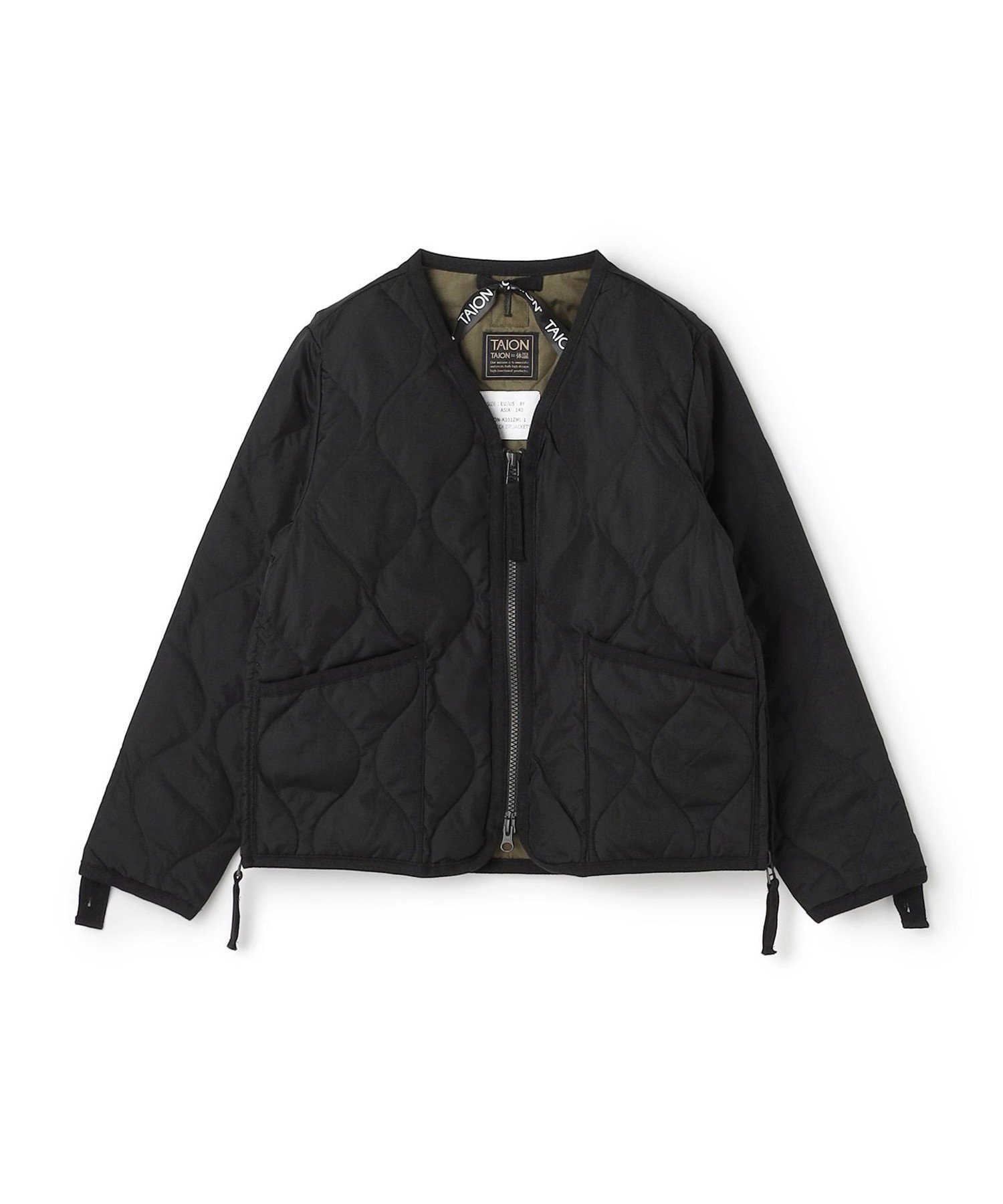 Пуховая куртка TAION Military Zip V-Neck (унисекс) (размеры 120-150 см) Unfilo, Black [005]