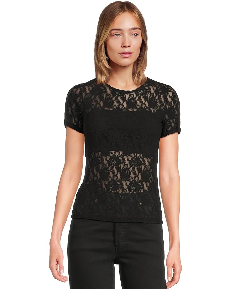 

Топ Hanky Panky Signature Lace Short Sleeve Top, черный