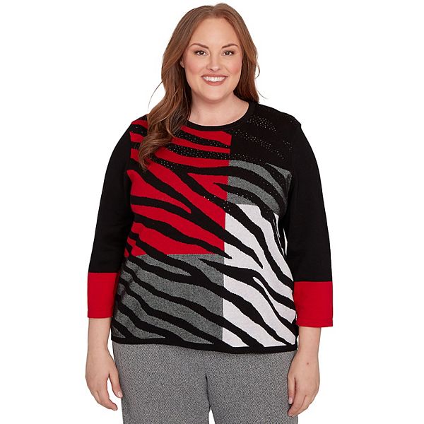 

Свитер с длинным рукавом в полоску зебра plus size Alfred Dunner