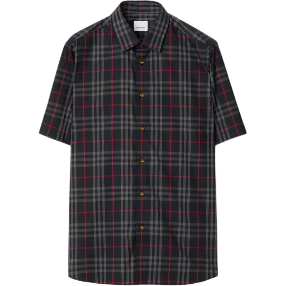 Рубашка мужская Burberry Navy синий с острым воротником