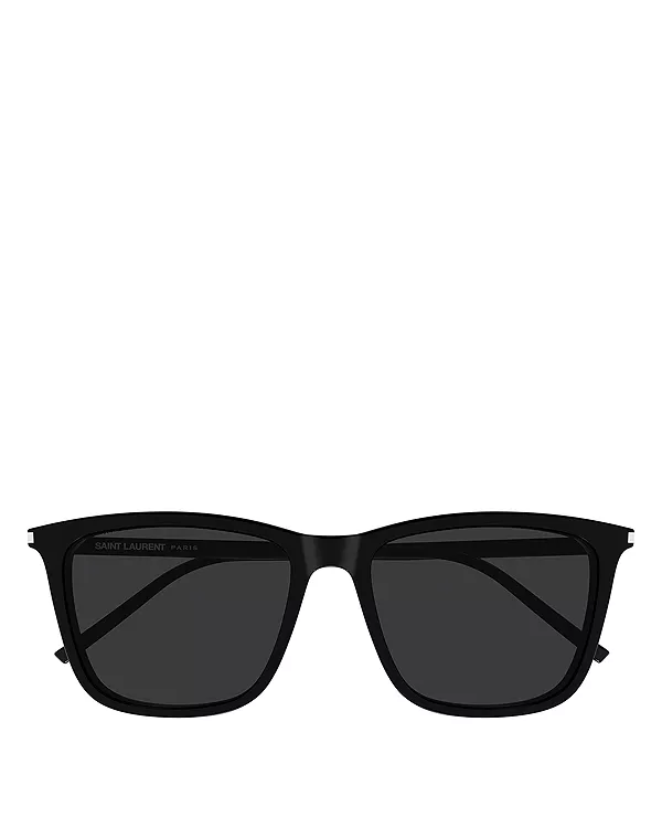 Прямоугольные солнцезащитные очки, 56 мм Saint Laurent, черный — фото 3