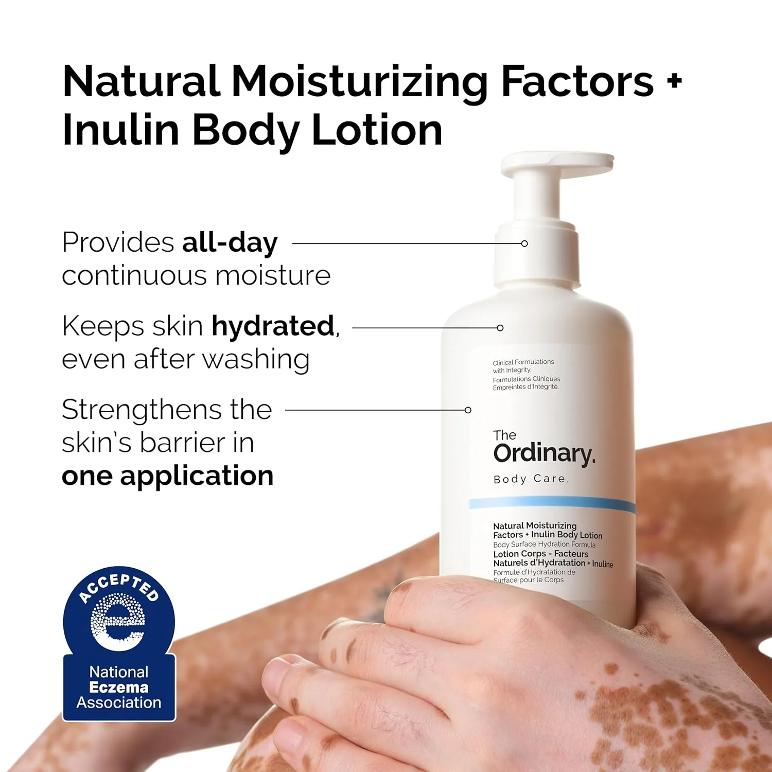 The Ordinary Natural Moisturizing Factors + Inulin лосьон для тела, легкое увлажнение на весь день и поддержка кожного барьера, одобрено Национальной ассоциацией экземы, 240 мл — фото 2
