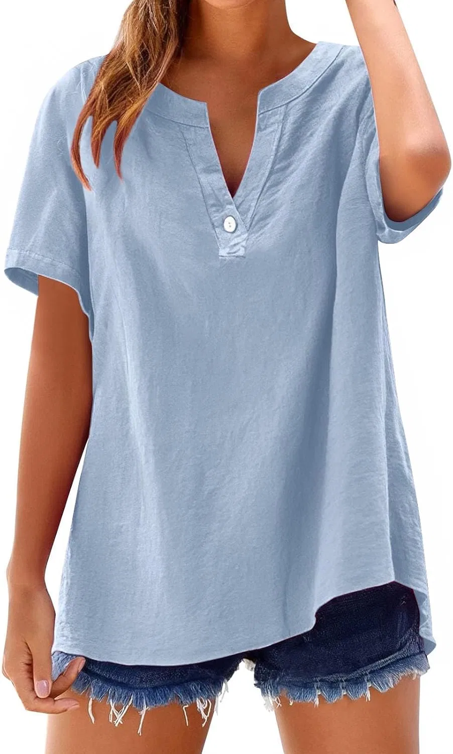 Блуза свободного кроя Loose Button Shirt Top, синий