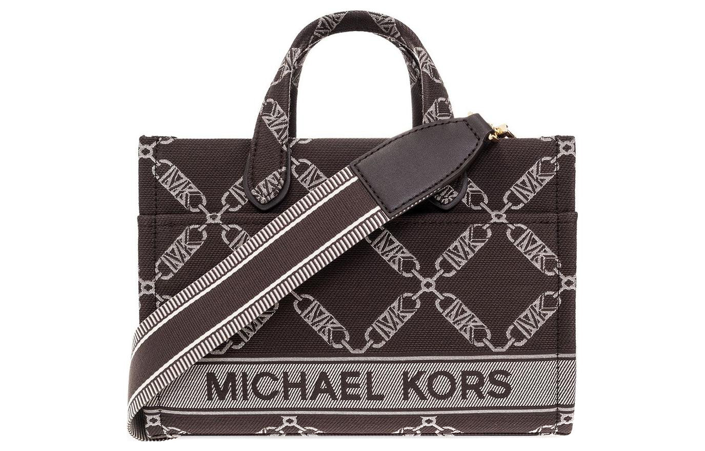 

Сумка-шоппер Gigi из ткани, через плечо, маленькая женская сумка коричневая MICHAEL KORS