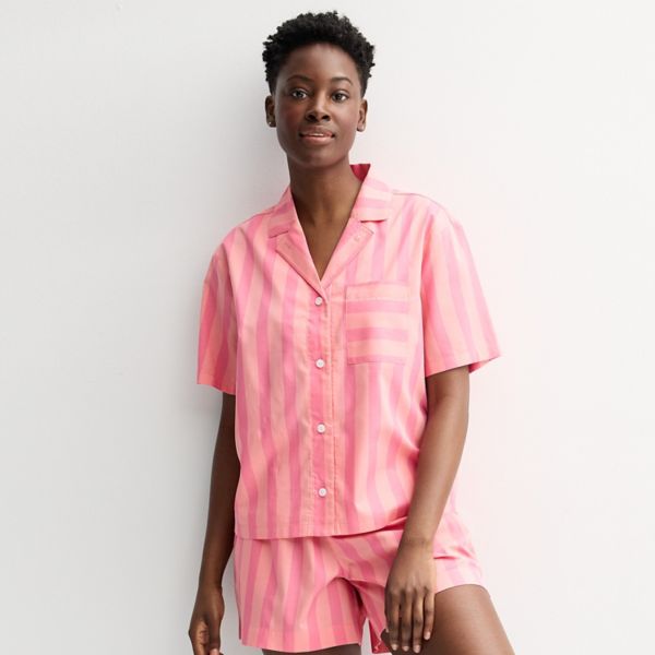 

Женская тканая пижама с короткими рукавами Sonoma Goods For Life, цвет pink orange stripe