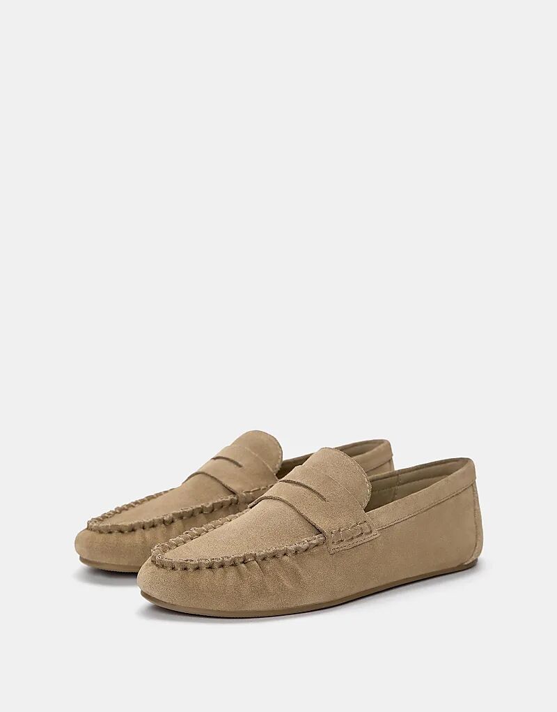 Кожаные лоферы Pull&Bear коричневого цвета