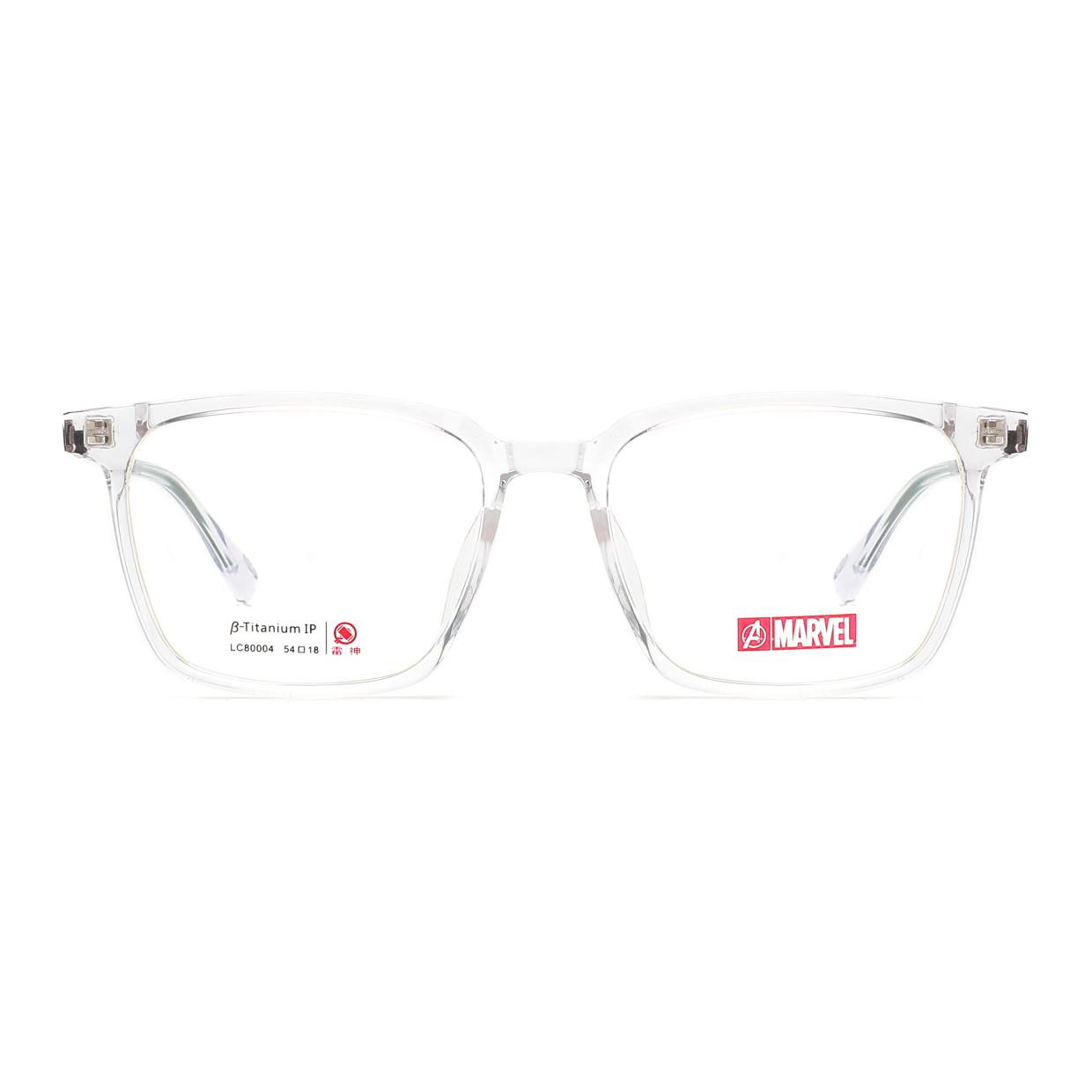 

MARVEL Пластиковая квадратная оправа для очков TR/Memory унисекс, Clear White