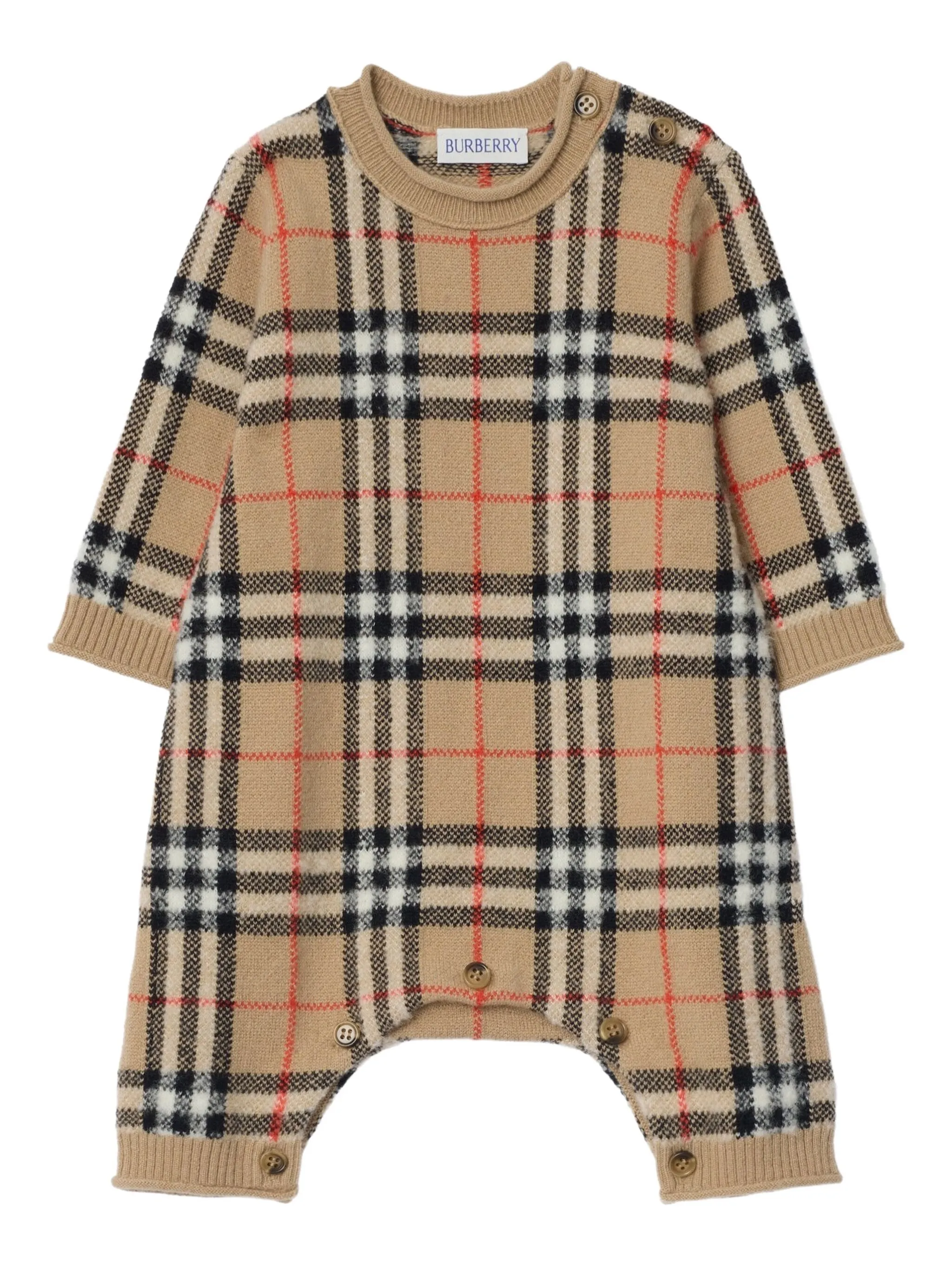 

Трикотажный комбинезон в клетку Burberry Kids, нейтральный
