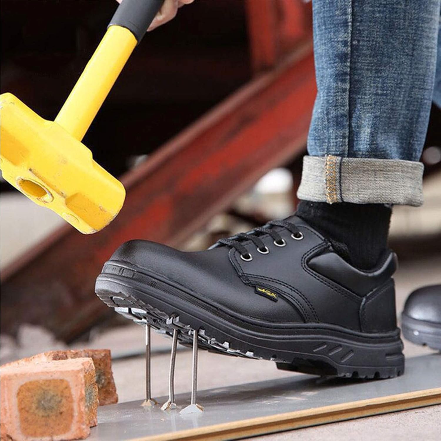 Защитные кроссовки для мужчин и женщин, легкие и дышащие обувь с стальными носками (Цвет: черный, Размер: 8 US) Hisxus — фото 2