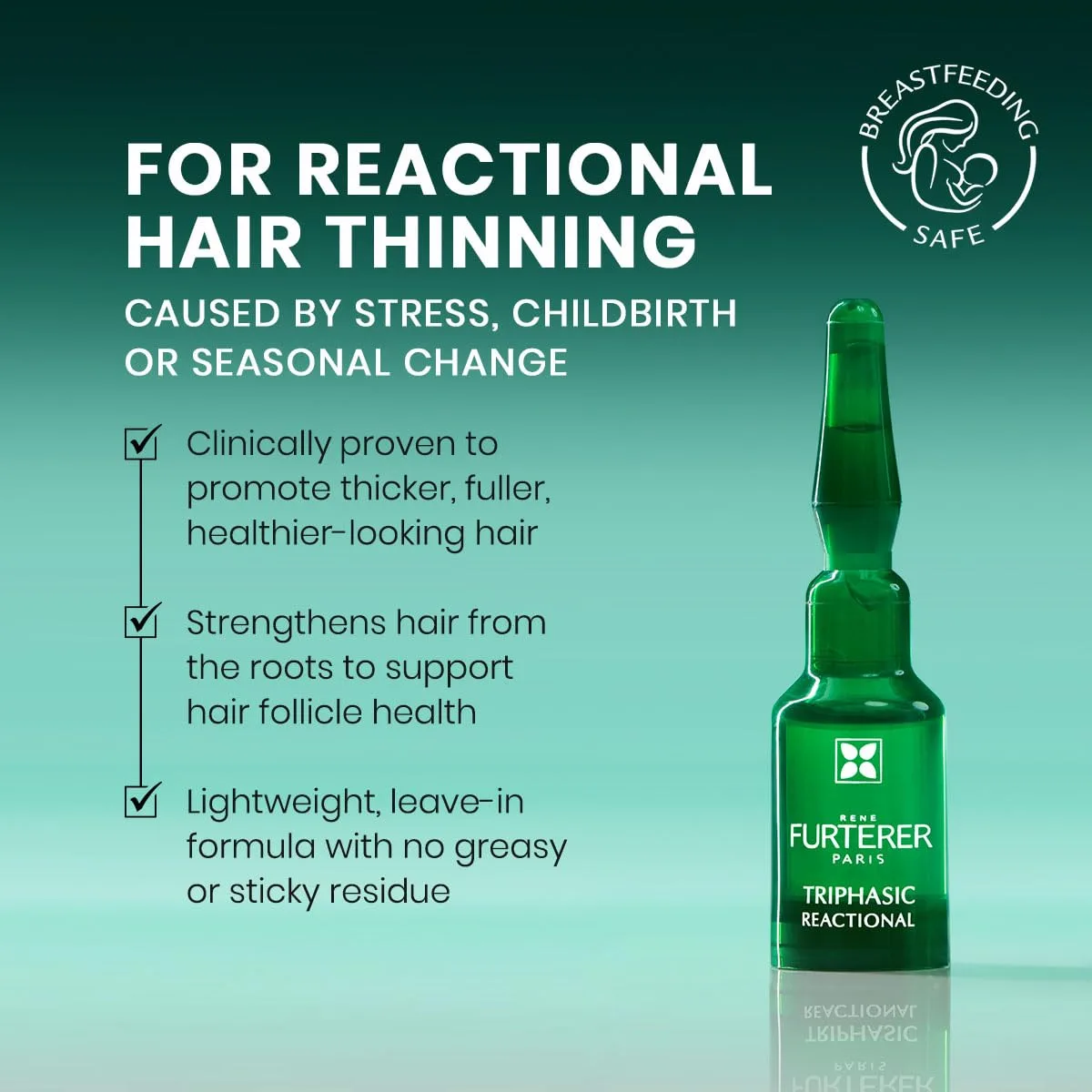 Rene Furterer Triphasic Reactional Concentrated Serum для истонченных волос из-за стресса, послеродового периода, сезонных изменений, 12 шт, 3-месячный курс 4,7 мл (12 шт.) — фото 2