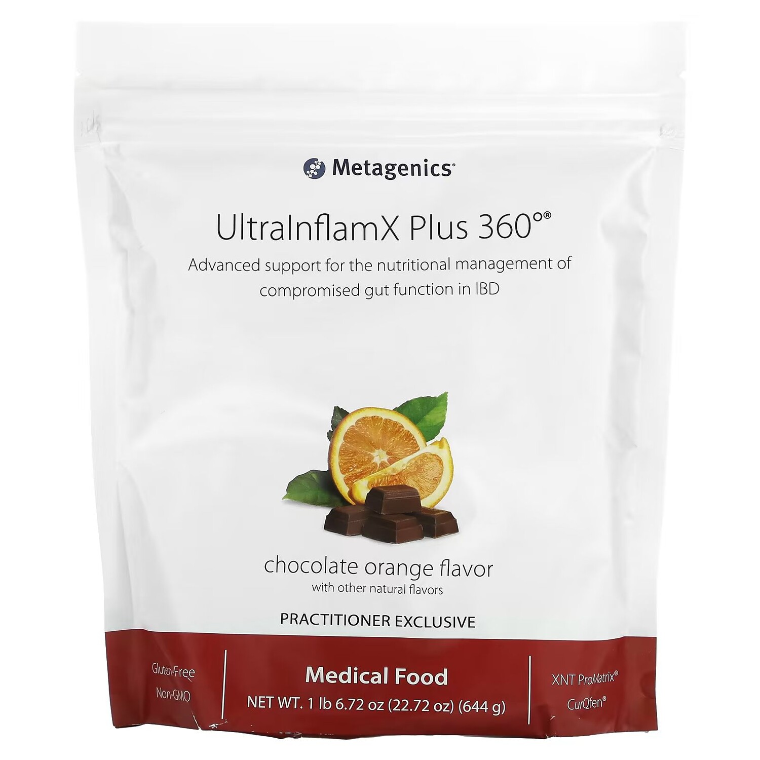 

UltralnflamX Plus 360°, лечебное питание, шоколадно-апельсиновый, 22,72 унции (644 г) Metagenics