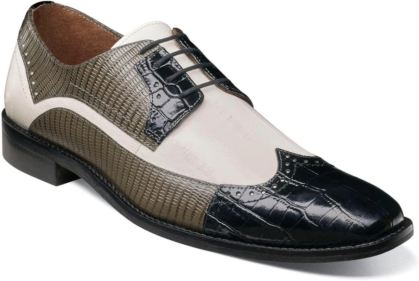 Туфли Stacy Adams Herren Gallinari Wingtip SchnürschuhOxford, Black / Grey / White — фото 2