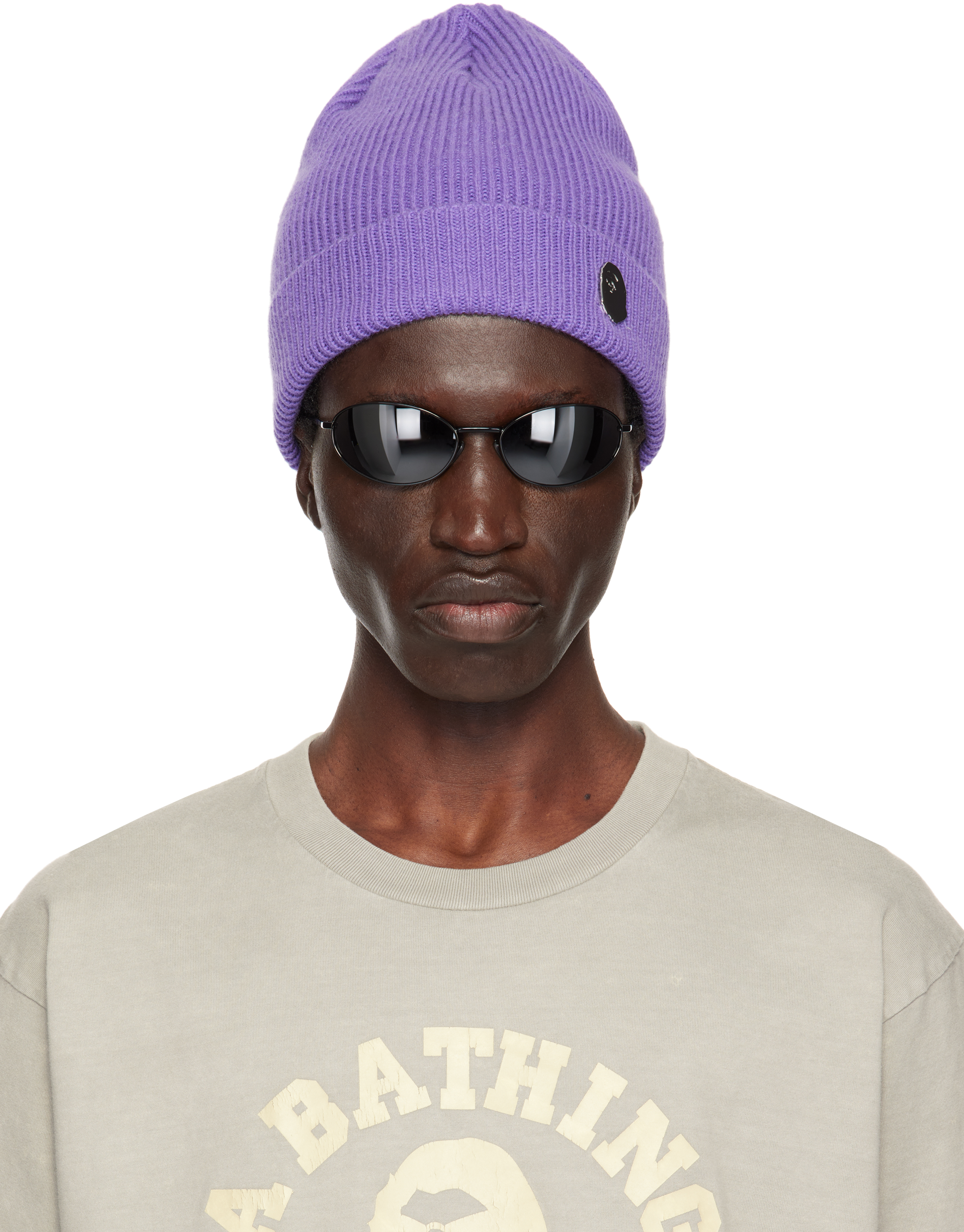 

Шапка-бини с одной точкой вязки BAPE, фиолетовый