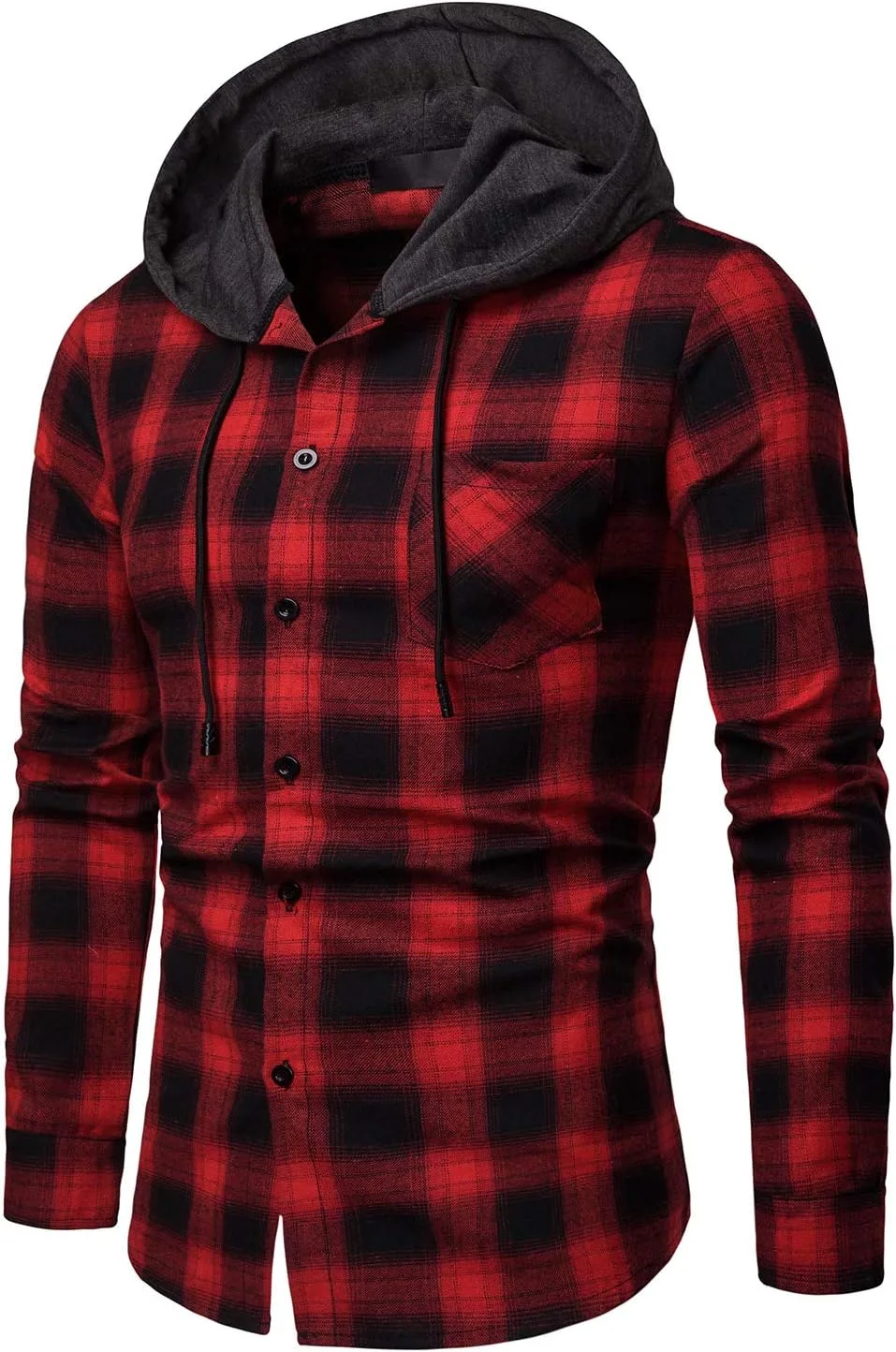 

DAVID.ANN Мужская худи с длинным рукавом в клетку