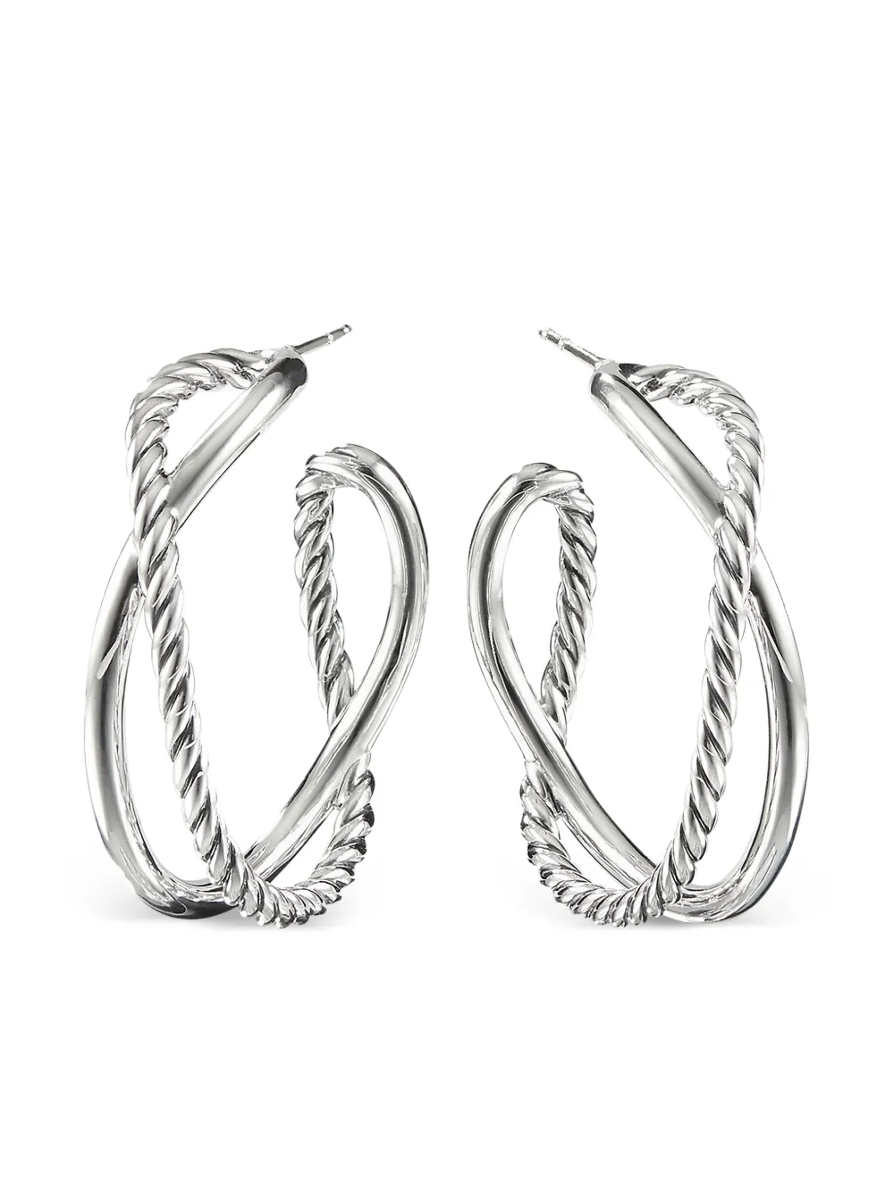 

Серебряные серьги-кольца Crossover (33.7 мм) David Yurman, серебяный