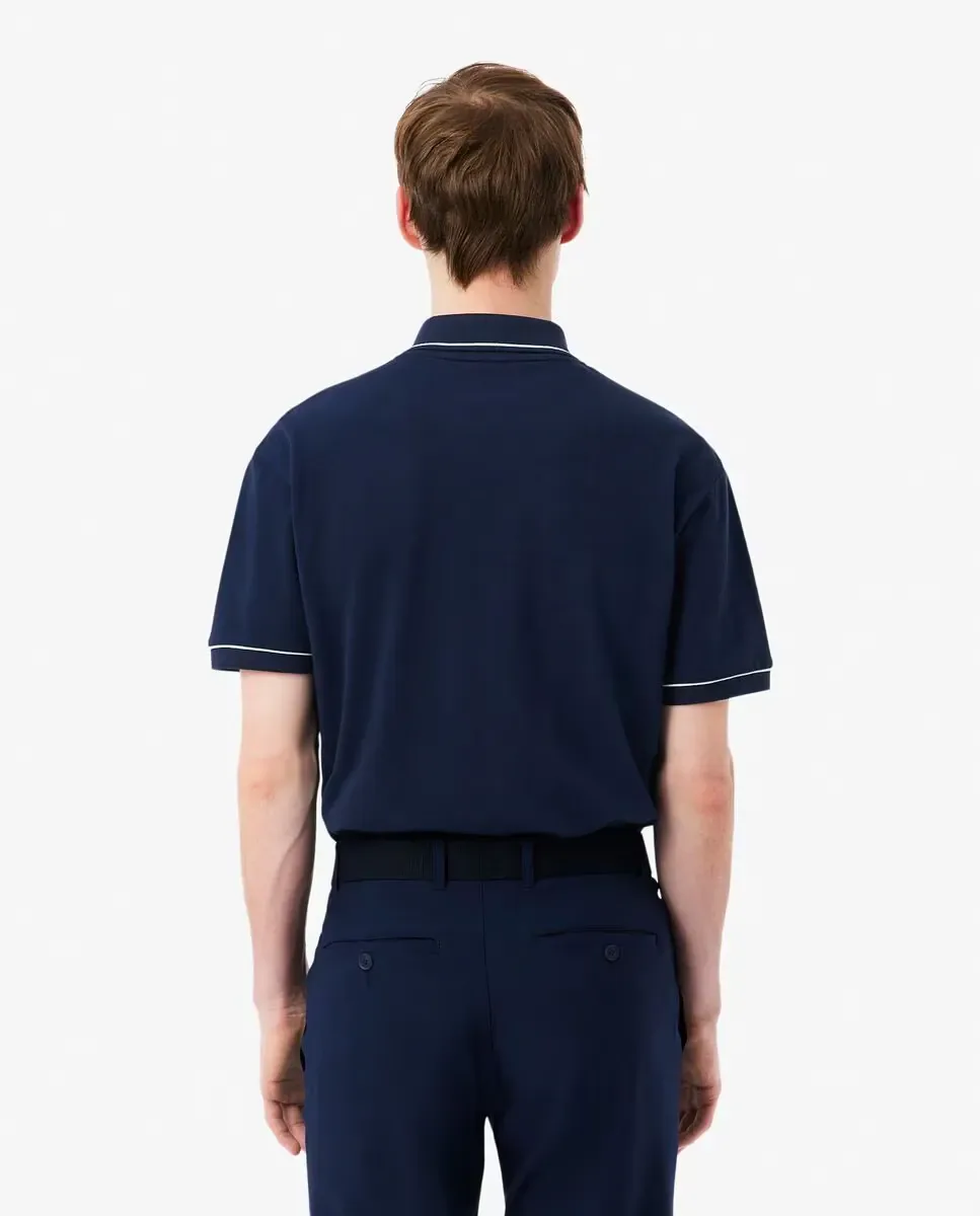 Мужская гольф-поло из минпикуэ с терморегуляцией Lacoste, темно-синий — фото 2