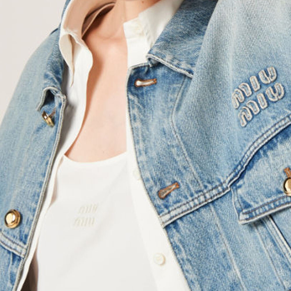 Джинсовая куртка женская синяя Miu Miu — фото 4