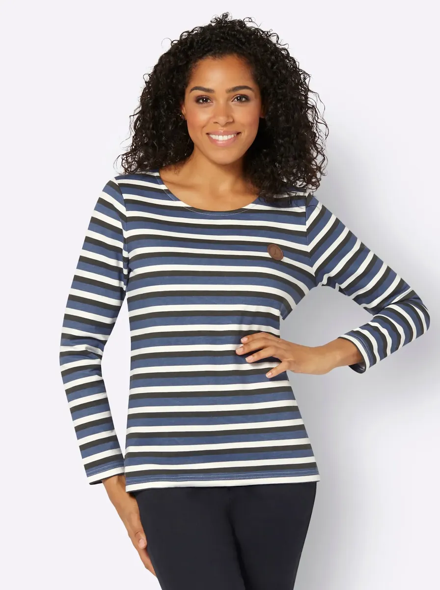 

Толстовка в стиле casual Casual Looks, цвет Rauchblau-Graphit-Geringelt