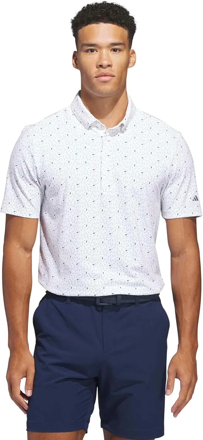 Мужское поло adidas Ultimate365+ Soft Print, белый/зеленый